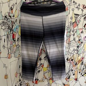 Nike Striped Gray and Black Leggings